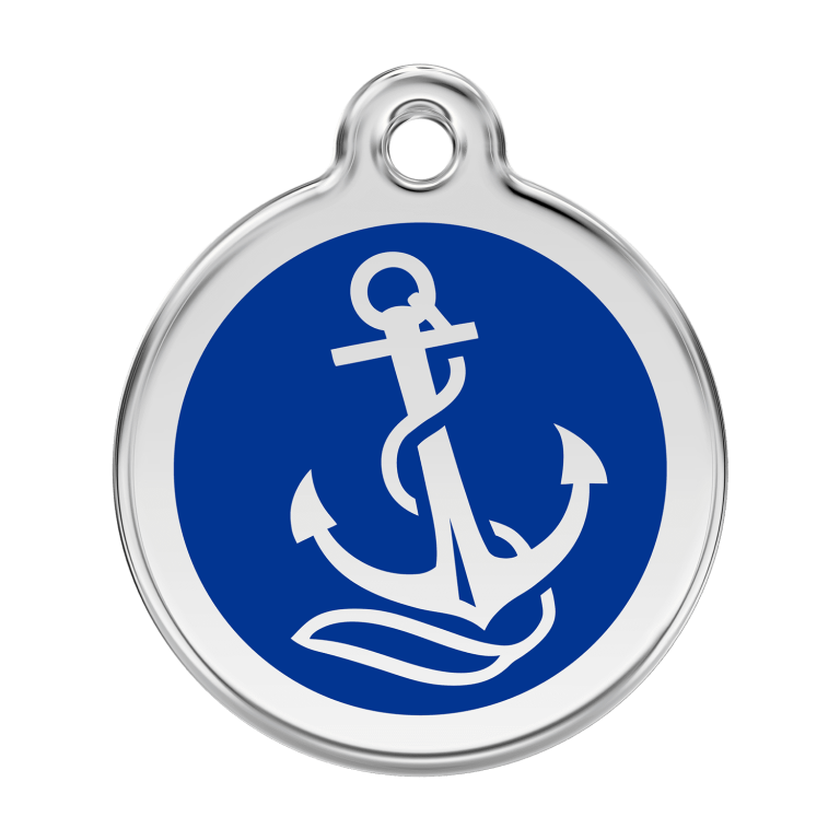 Vue avant - Médaille personnalisable pour chien Red Dingo Ancre Bleu foncé - Talla L