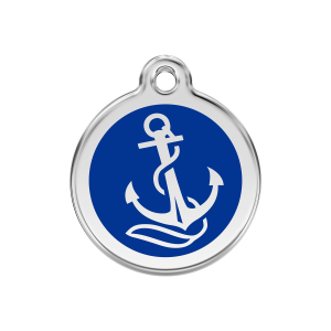 Placa para perro ancla azul oscuro esmalte y acero inoxidable mediana