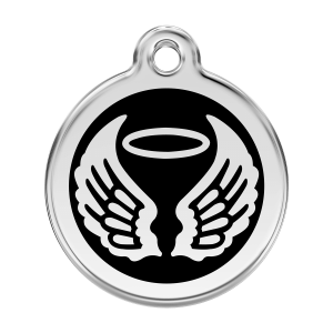 Placa para perro alas de ángel en esmalte negro - Talla L