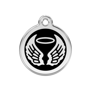 Placa para perro alas de ángel en esmalte negro - Mediana