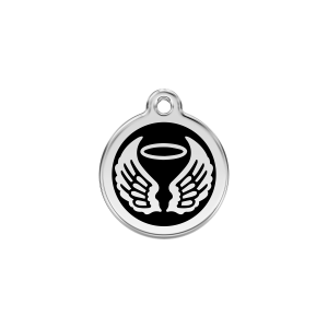 Placa para gato Alas de ángel esmalte negro S