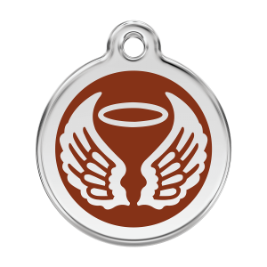 Placa para perro alas de ángel en esmalte marrón - Talla L