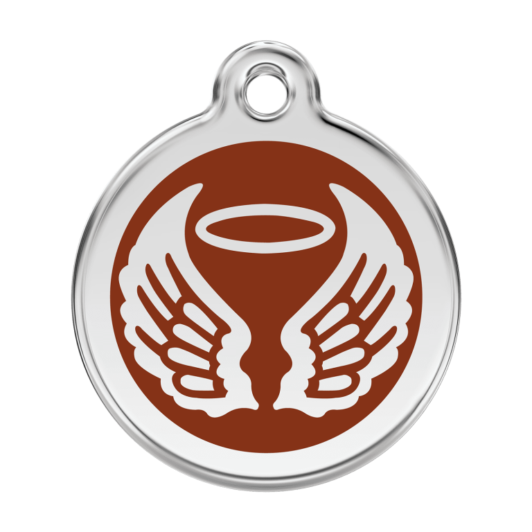 Vue avant - Médaille personnalisée pour chien Red Dingo ailes d'anges brun - Talla L
