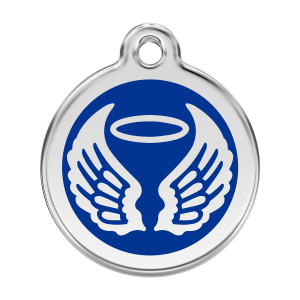 Placa para perro grande alas de ángel en esmalte azul oscuro
