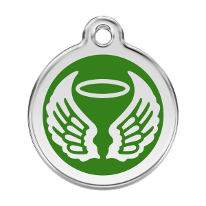 Placa para perro grande alas de ángel esmalte verde