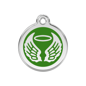 Placa para perro mediana alas de ángel en esmalte verde