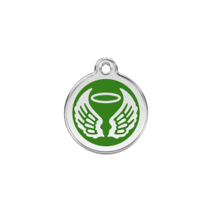 Placa para gato Alas de ángel esmalte verde pequeña