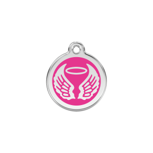 Placa para gato Alas de ángel esmalte rosa vivo pequeña