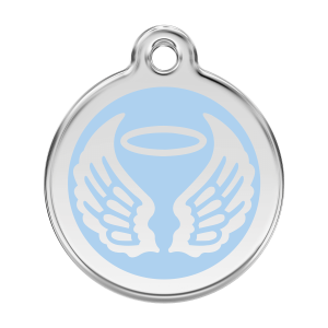Placa para perro alas de ángel en esmalte azul claro - Talla L