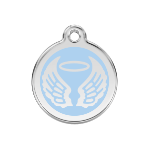 Placa para perro alas de ángel en esmalte azul claro - Mediana