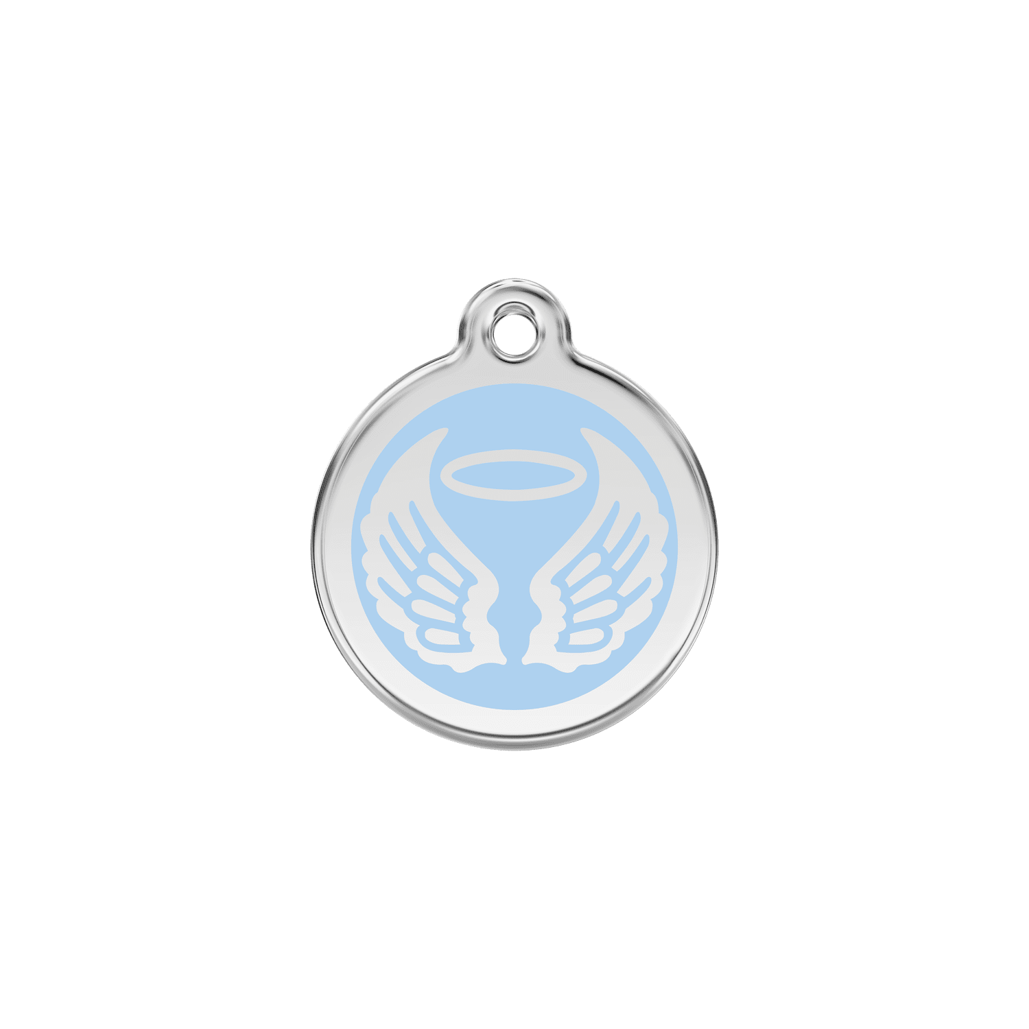 Vue avant - Médaille personnalisée Red Dingo Émail et acier inoxydable - Ailes d'anges - Bleu clair - Talla S