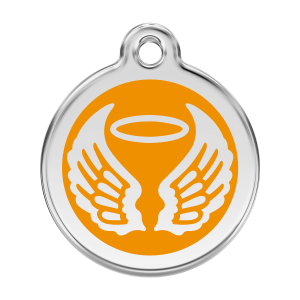 Placa para perro alas de ángel en esmalte naranja - Talla L