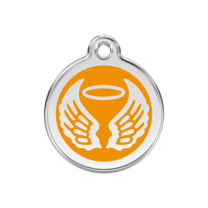 Placa para perro alas de ángel en esmalte naranja - Mediana