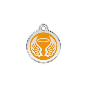 Placa para gato Alas de ángel esmalte naranja pequeña