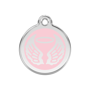 Placa para perro alas de ángel en esmalte rosa - Mediana