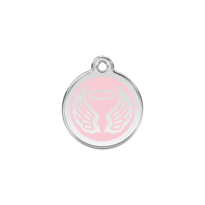 Placa para gato Alas de ángel esmalte rosa pequeña