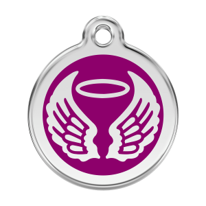 Placa para perro grande alas de ángel en esmalte violeta