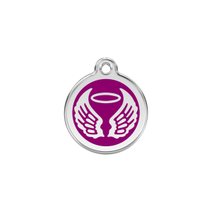 Placa para gato Alas de ángel en esmalte violeta pequeña