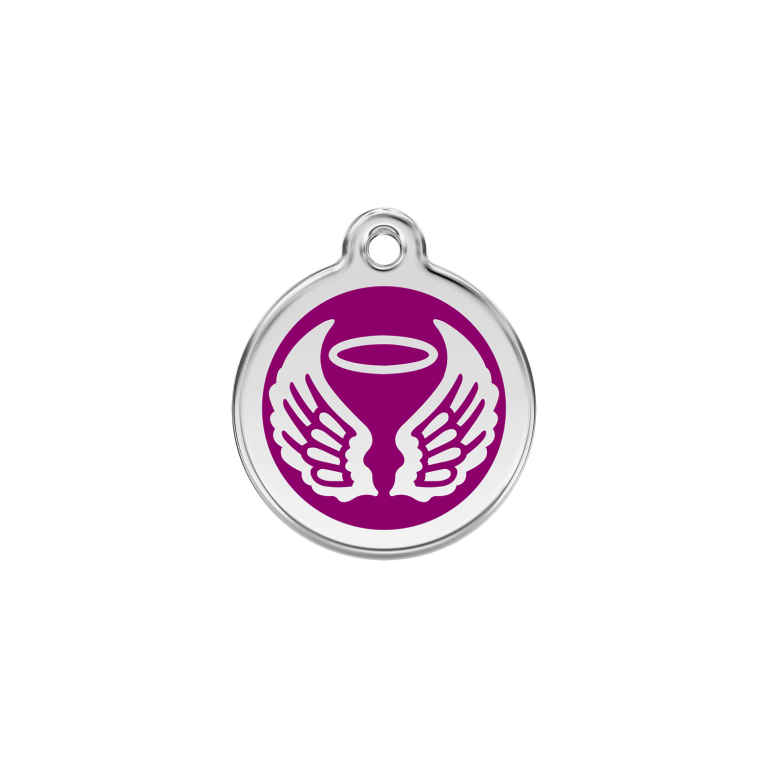 Vue avant - Médaille personnalisable Red Dingo Émail/Acier inoxydable - Ailes d'anges - Violet - Talla S