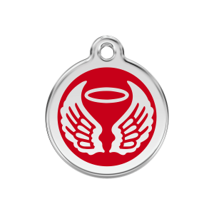 Placa para perro alas de ángel en esmalte rojo - Mediana