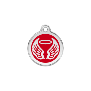 Placa para gato Alas de ángel esmalte rojo pequeña