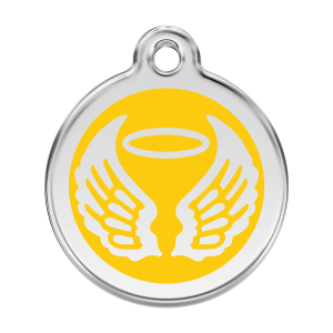Placa para perro alas de ángel en esmalte amarillo - Talla L
