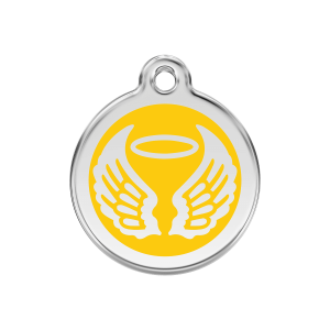 Placa para perro alas de ángel en esmalte amarillo - Mediana