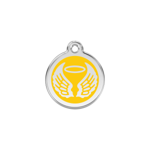 Placa para gato Alas de ángel esmalte amarillo pequeña