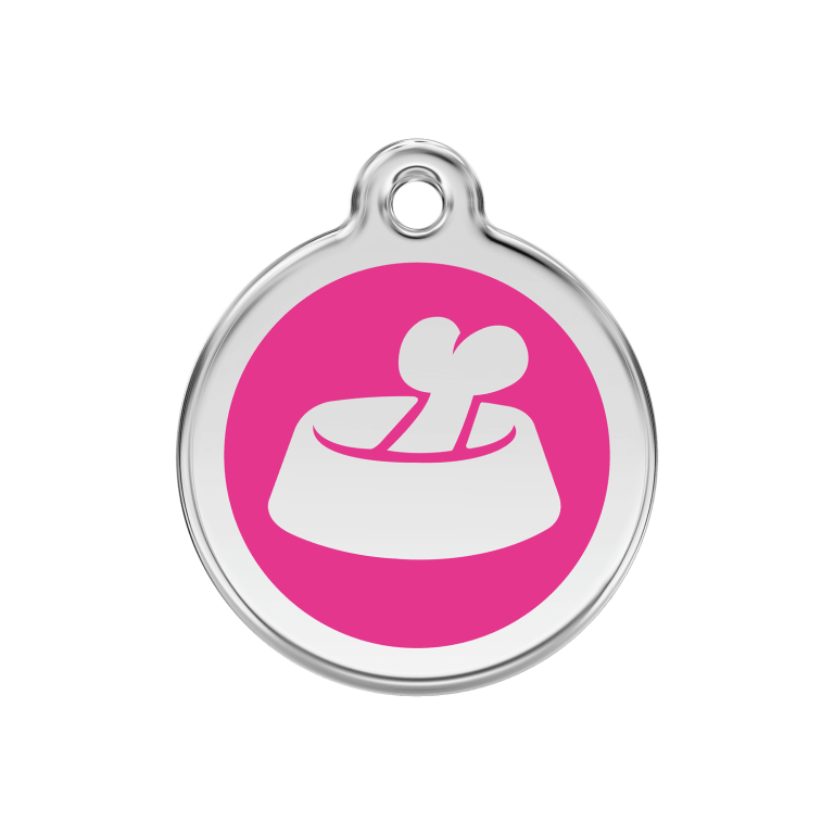 Vue avant - Médaille personnalisable Red Dingo Os dans un bol Rose vif Talla M