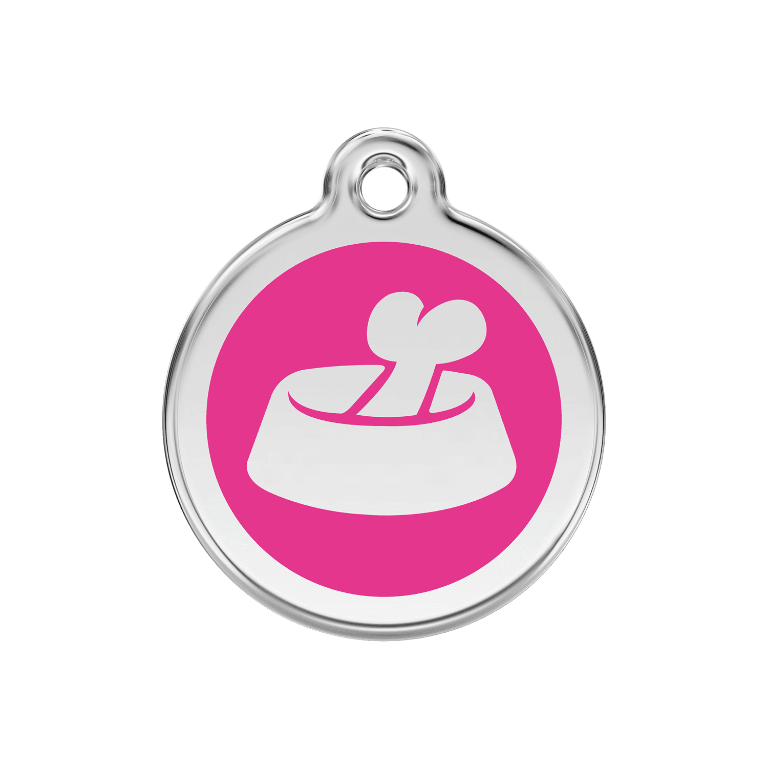 Vue avant - Médaille personnalisable Red Dingo Os dans un bol Rose vif Talla M