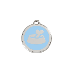 Placa para gato pequeña esmalte azul claro hueso en cuenco