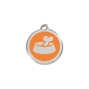 Placa para gato pequeña Hueso en cuenco esmalte naranja