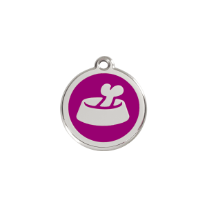 Placa para gato pequeña Hueso en cuenco esmalte violeta 20 mm