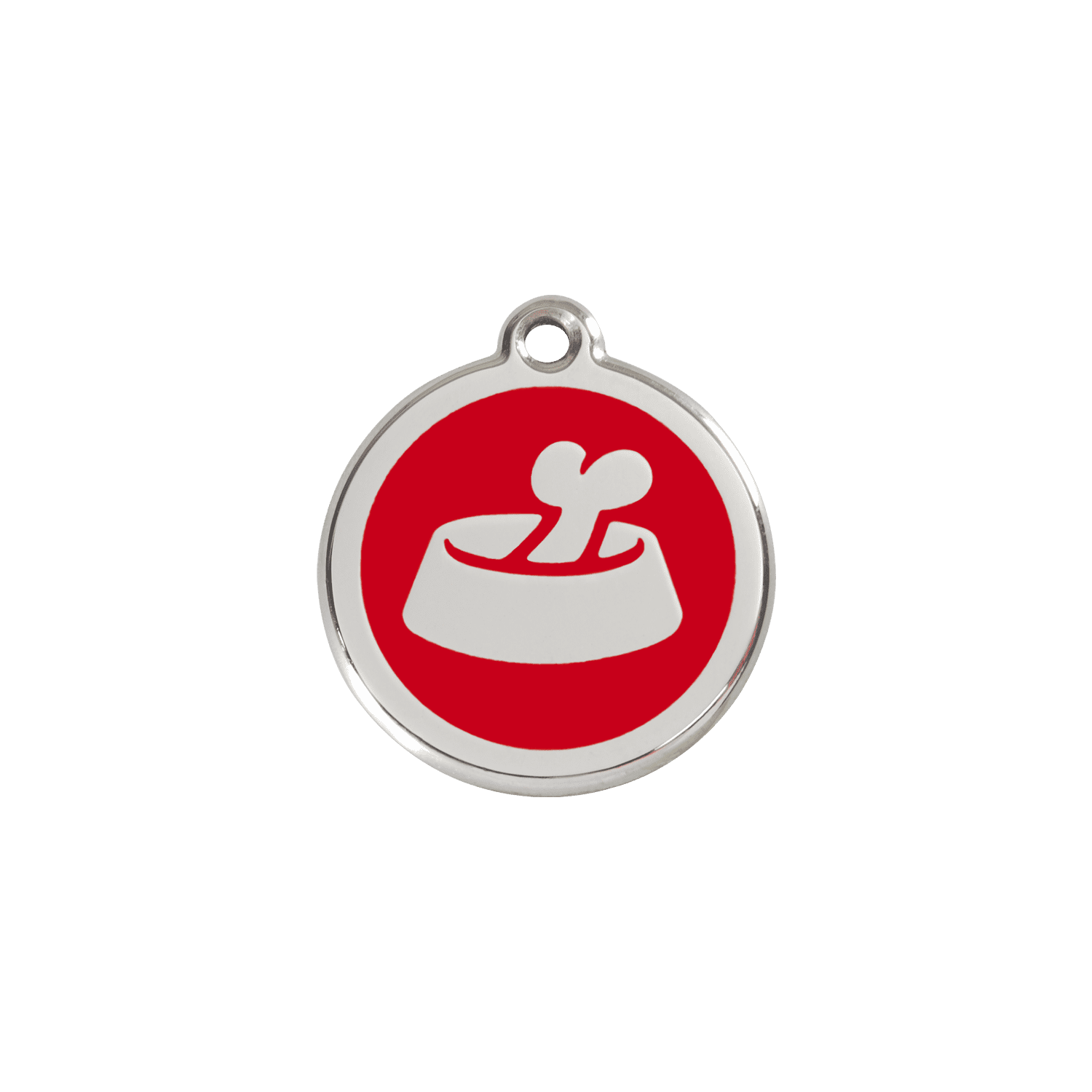 Vue avant - Médaille personnalisable pour chien/chat Red Dingo Émail/Acier inoxydable - Motif Os - Rouge - Talla S