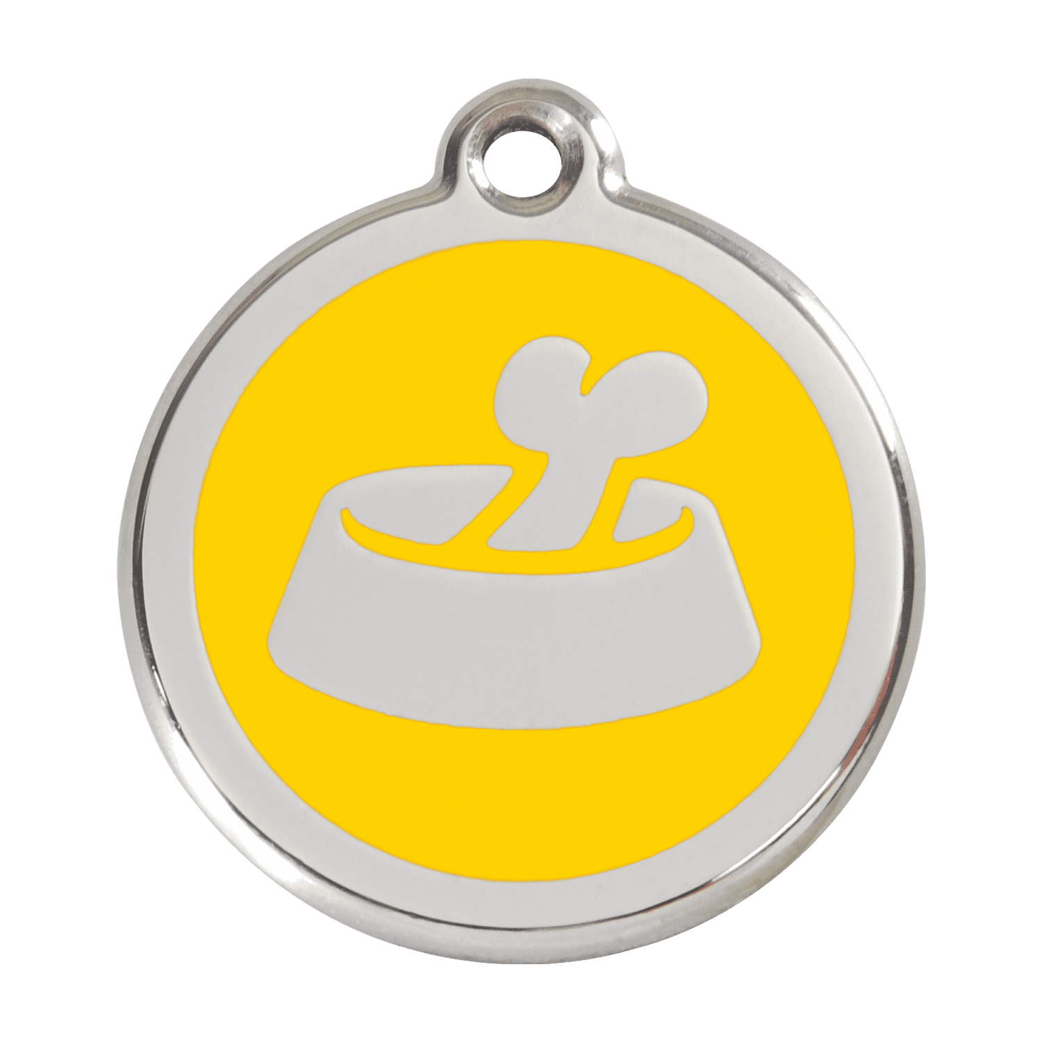 Vue avant - Médaille personnalisée pour chien Red Dingo Émail/Acier inoxydable - Motif Os Jaune - Talla L