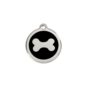 Placa para gato hueso esmalte negro pequeña 20 mm