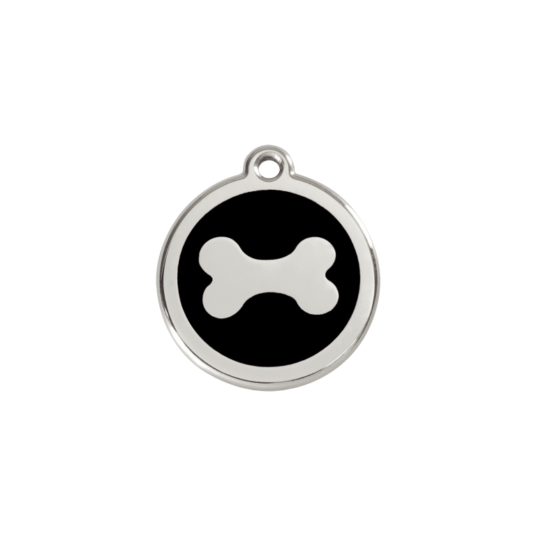 Vue avant - Médaille personnalisable Red Dingo Émail/Acier inoxydable - Os noir - Talla S