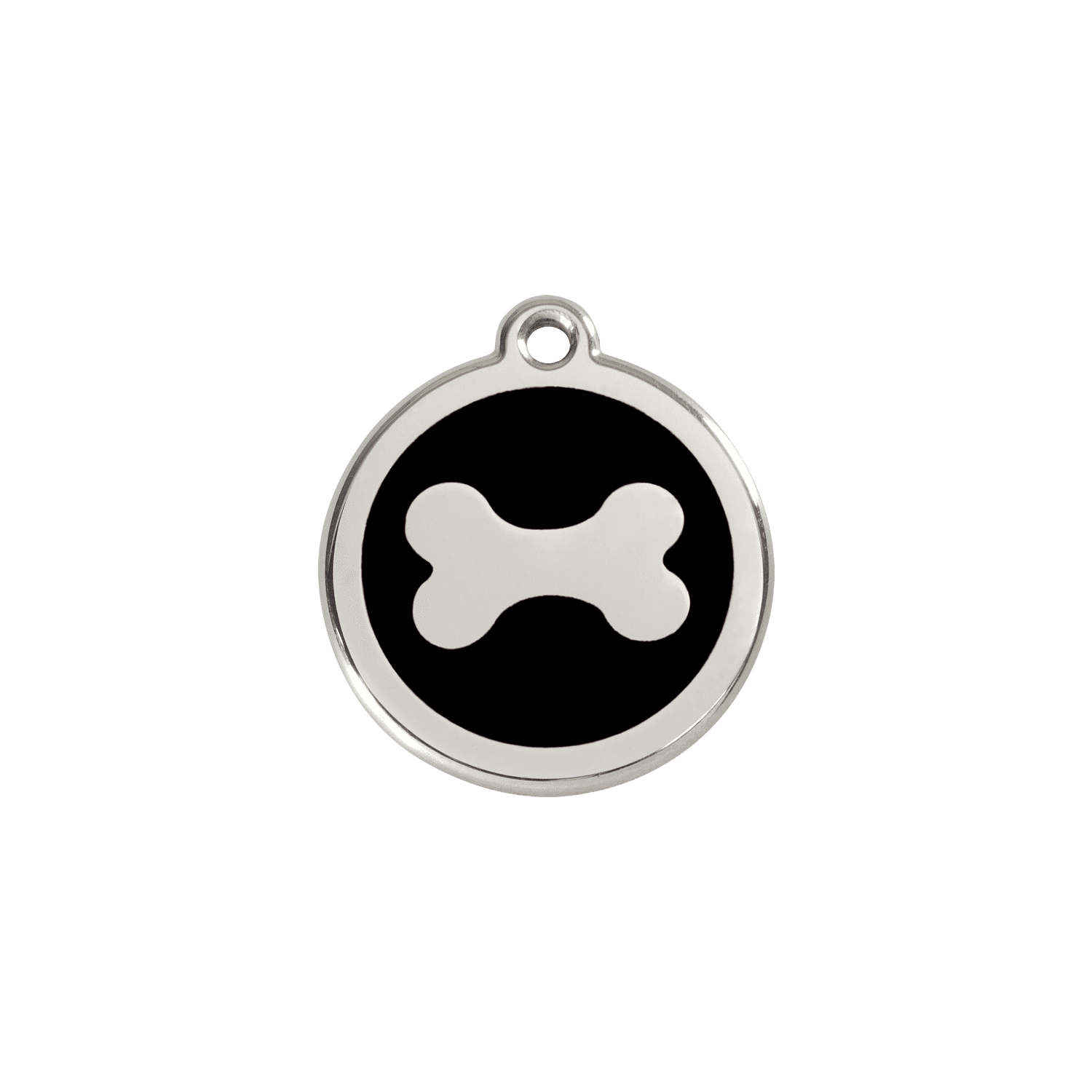 Vue avant - Médaille personnalisable Red Dingo Émail/Acier inoxydable - Os noir - Talla S
