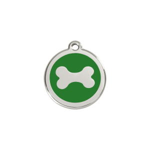 Placa para gato hueso esmalte verde pequeña