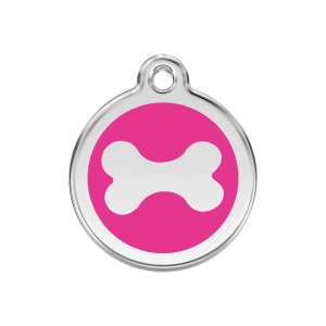 Placa para perro hueso rosa vivo esmaltada M 30 mm