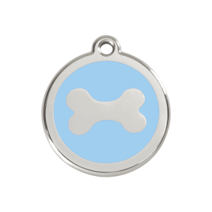 Placa para perro hueso azul claro esmaltada tamaño M