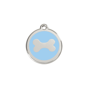 Placa para gato hueso esmalte azul claro pequeña