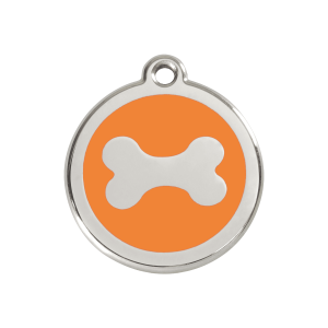 Placa para perro hueso naranja esmaltada tamaño M