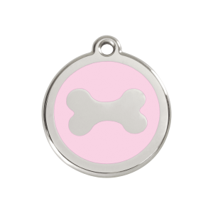 Placa para perro hueso rosa esmaltada tamaño M