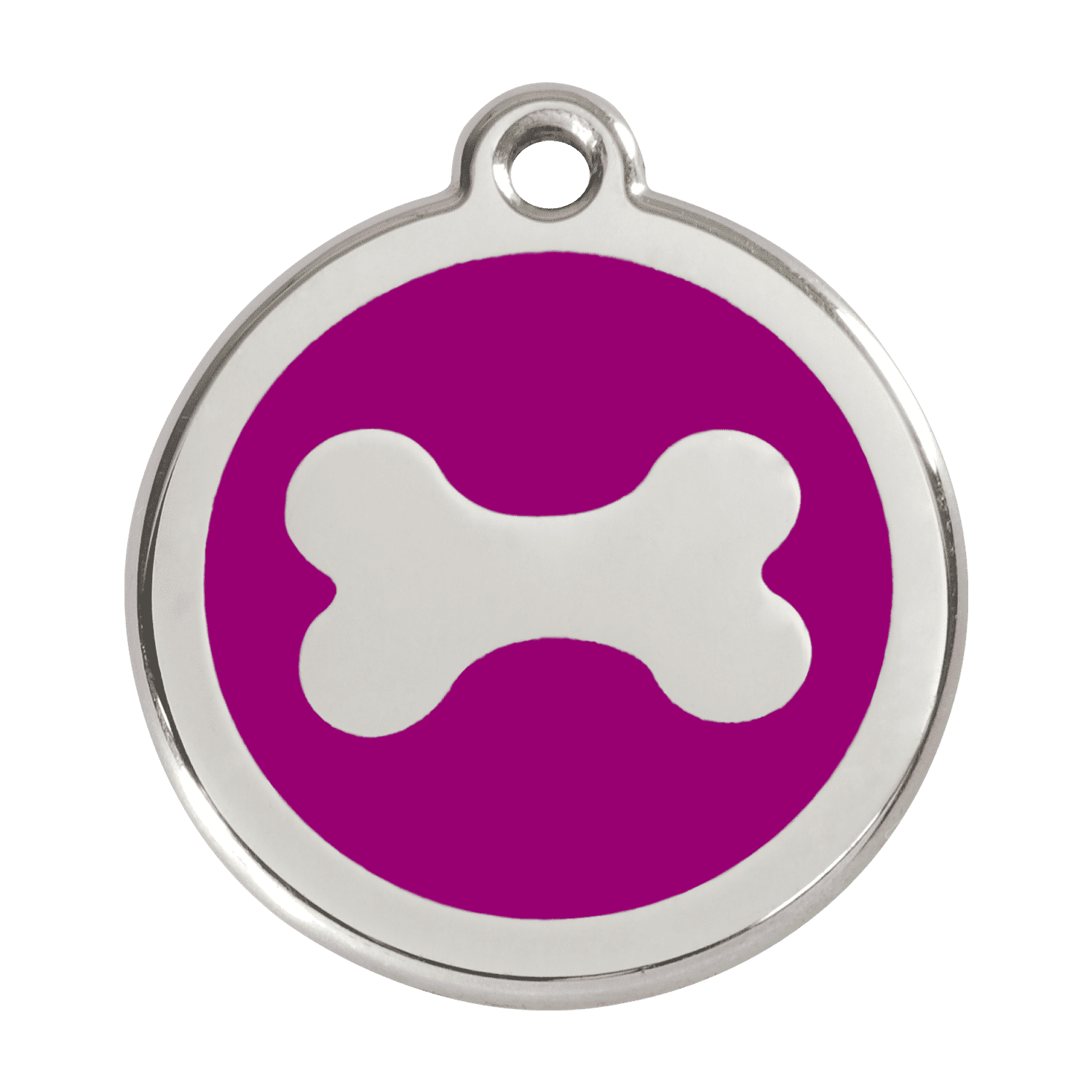 Vue avant - Médaille personnalisée pour chien en acier inoxydable violet Red Dingo - Talla L