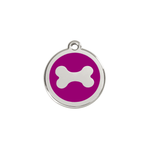 Placa identificativa para gato o perro pequeño Hueso esmalte violeta S