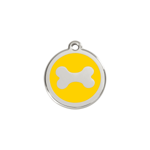 Placa para gato hueso esmalte amarillo pequeña
