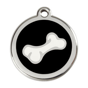 Placa para perro grande hueso dibujos esmalte negro