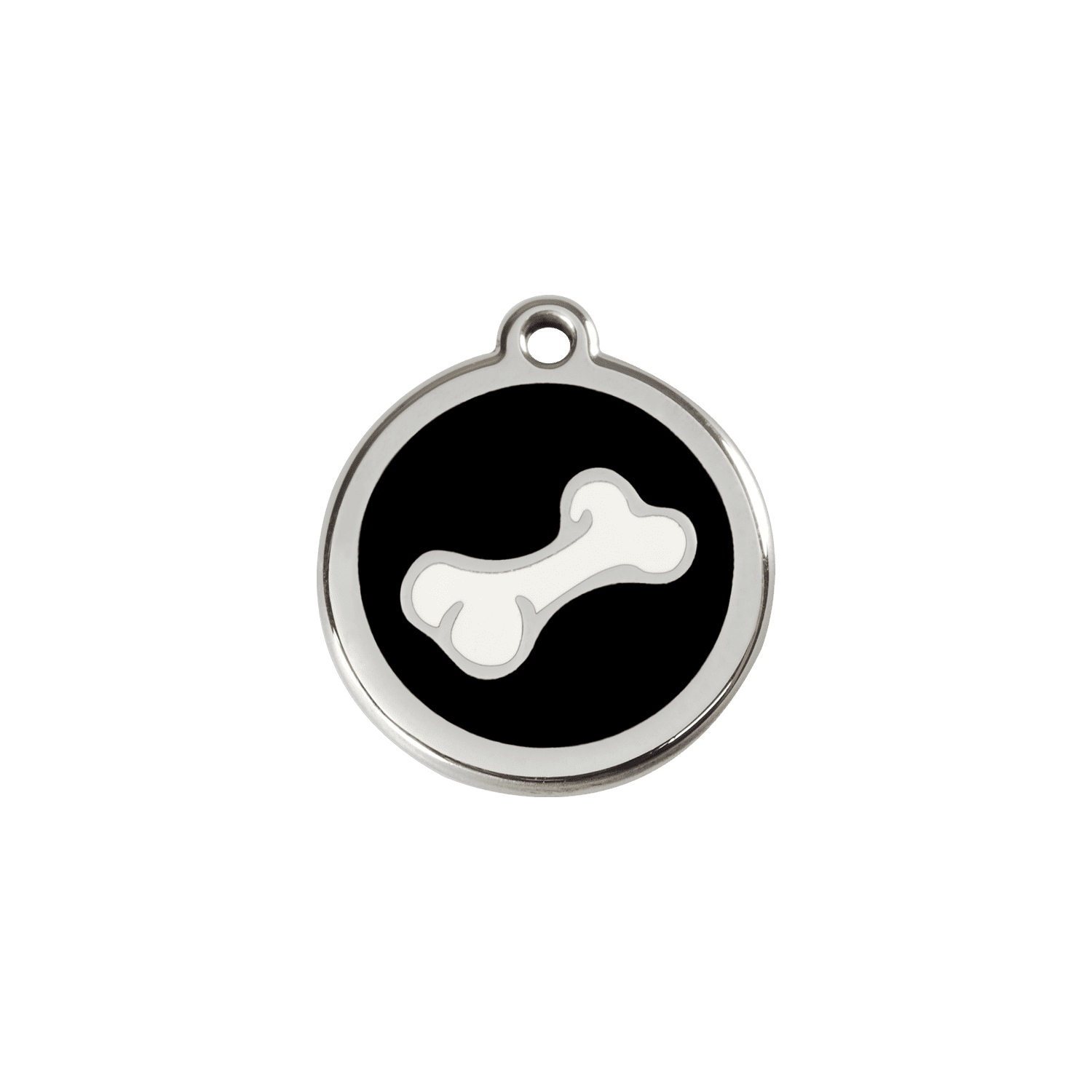 Vue avant - Médaille personnalisée Red Dingo Émail/Acier inoxydable - Os noir - Talla S
