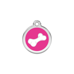 Placa para gato pequeña con diseño hueso rosa vivo